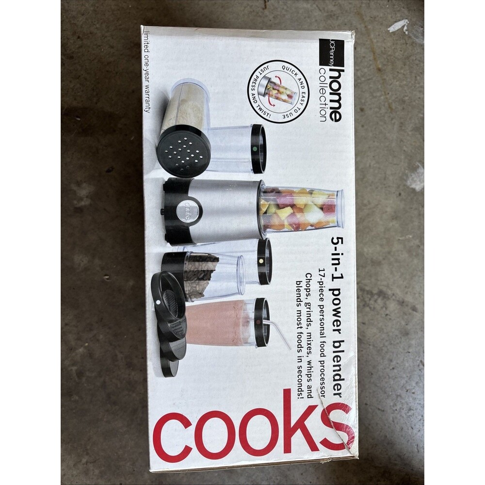 JC Penny Cooks 5-in-1 Power Blender 17-Piece Personal Food Processor XB9218